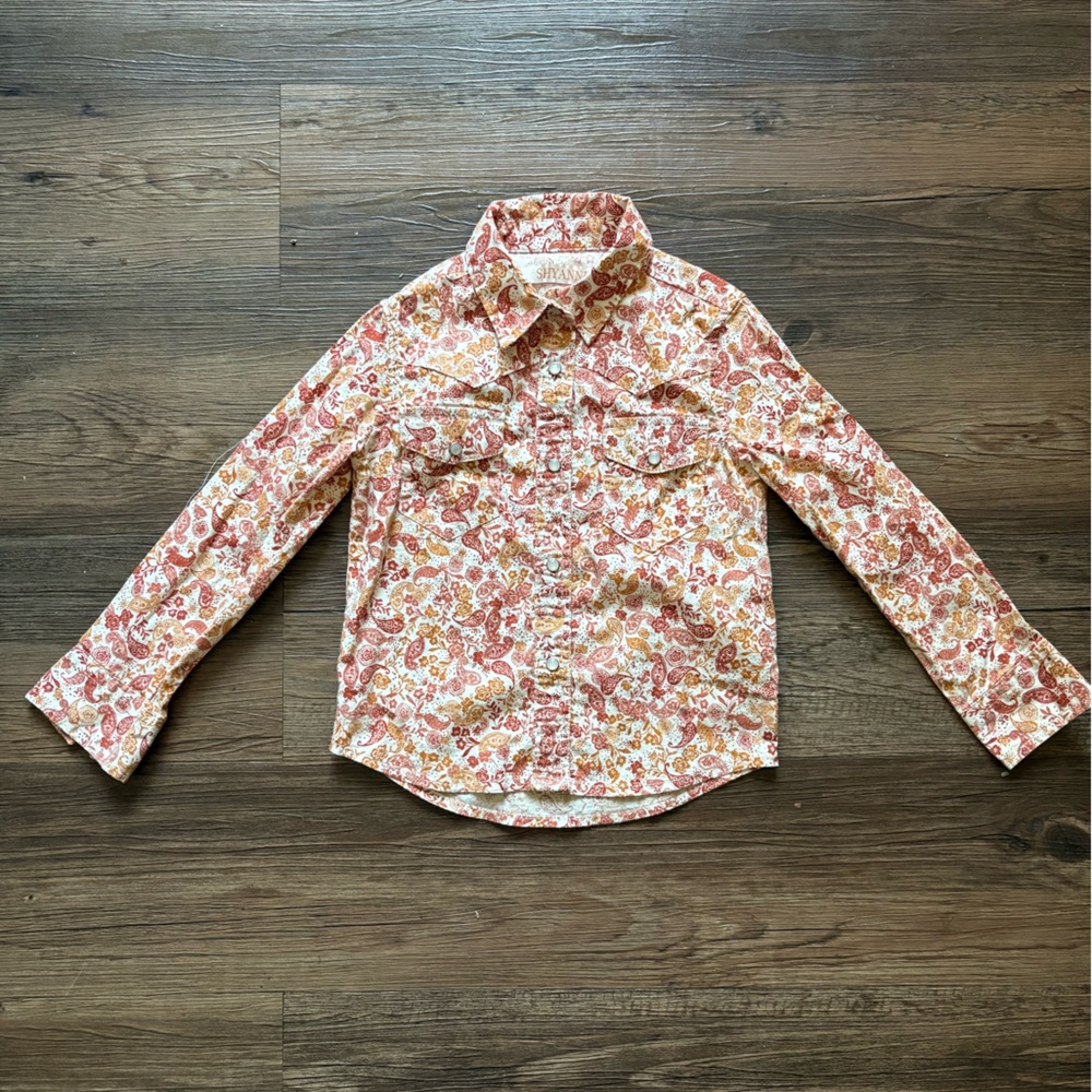 Shyanne Paisley Print Shirt in Red and Orange